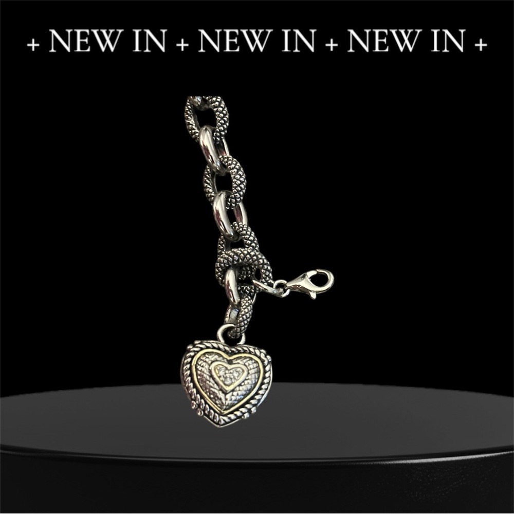 Charm Chain Link Bracelet Sterling Silver .925 - Picture 3 of 6